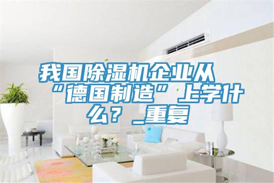 我國除濕機企業(yè)從“德國制造”上學什么？_重復